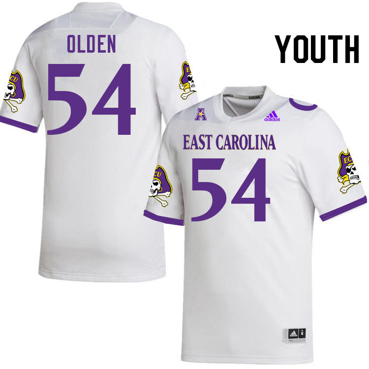 Youth #54 Jayden Olden ECU Pirates College Football Jerseys Stitched-White